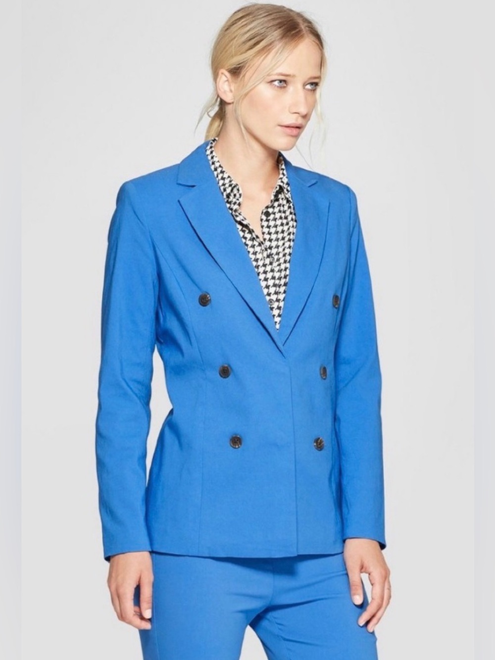NWT Who What Wear Cobalt Blue Double Breasted Blazer, size M
